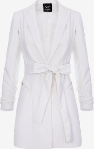 AVENUE N°29 Blazer 'Single Breasted Wool Blazer With In Seam Belt' in White: front