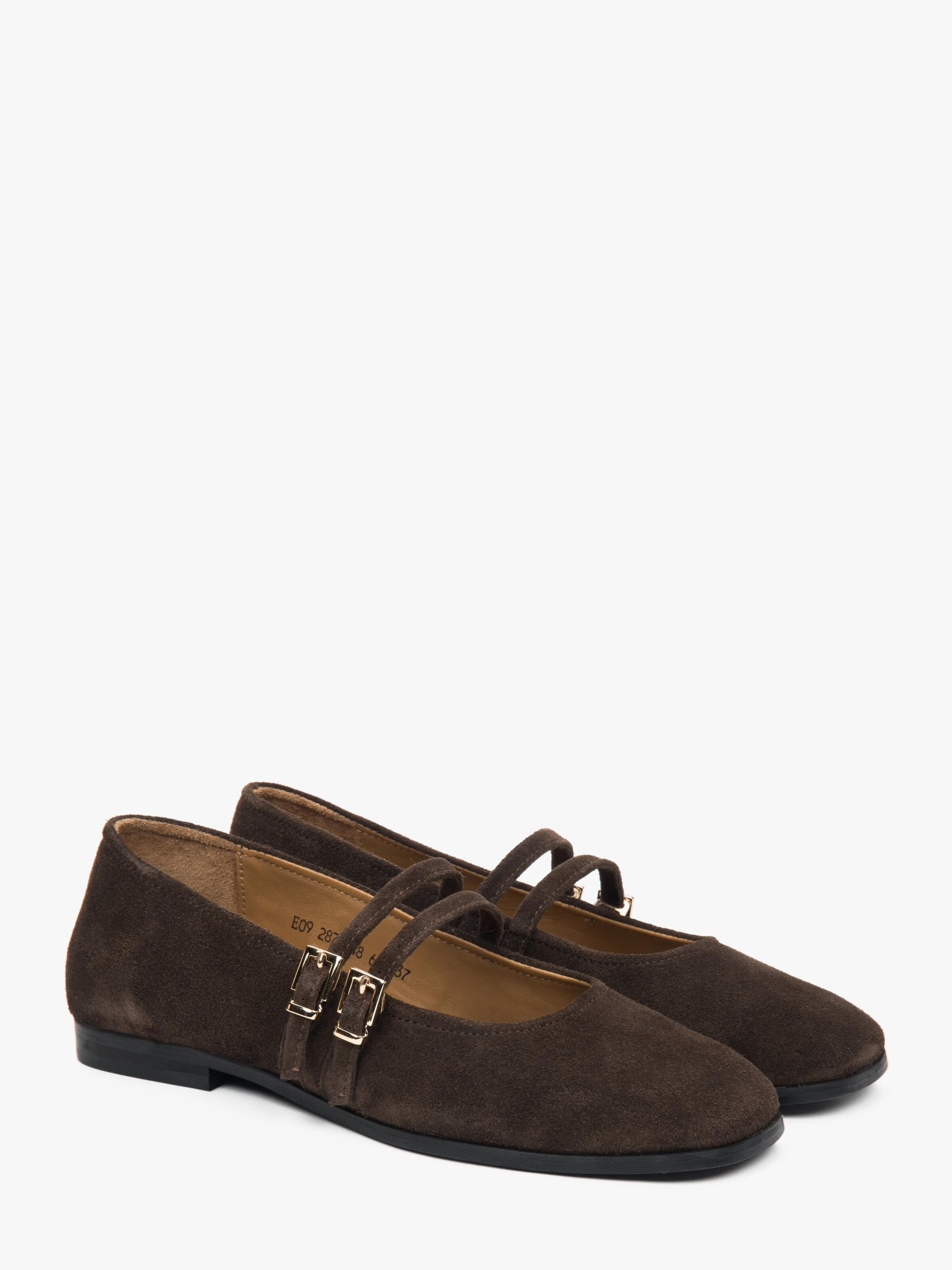 Estro Ballet Flats with Strap '09-28781' in Brown