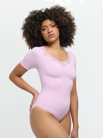 Body modellante 'Lace T-Shirt Bodysuit Sculpting Shapewear with slip' di cfab in lilla