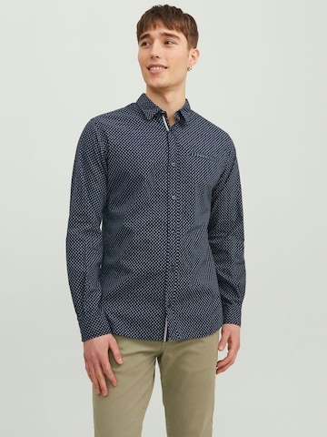 JACK & JONES Slim fit Button Up Shirt in Blue: front