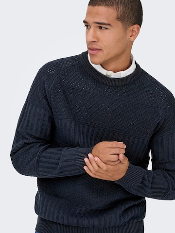 Only & Sons Trui 'alkan' in Blauw