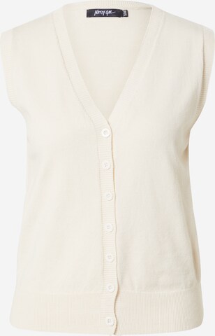 Nasty Gal Knit Cardigan in Beige: front