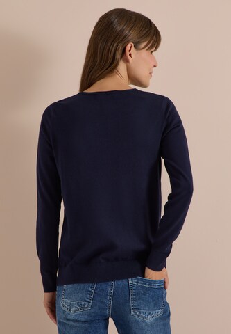 CECIL Basic Pullover mit Rundhals in Unifarbe in Blau