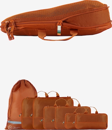 TRAVEL DUDE Reisetasche 'Packing Cubes Set 7-tlg. mit Kompression aus recycelten Plastikflaschen | Leichte Packwürfel | Packtaschen Set für Rucksack & Koffer' in Orange: Vorderseite