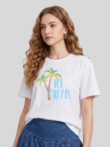 T-shirt 'Women Macaron Palm Tree ICE CREAM Letter Print T-Shirt' LapaPlus en blanc : devant