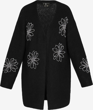 melns faina Adīts mētelis: no priekšpuses