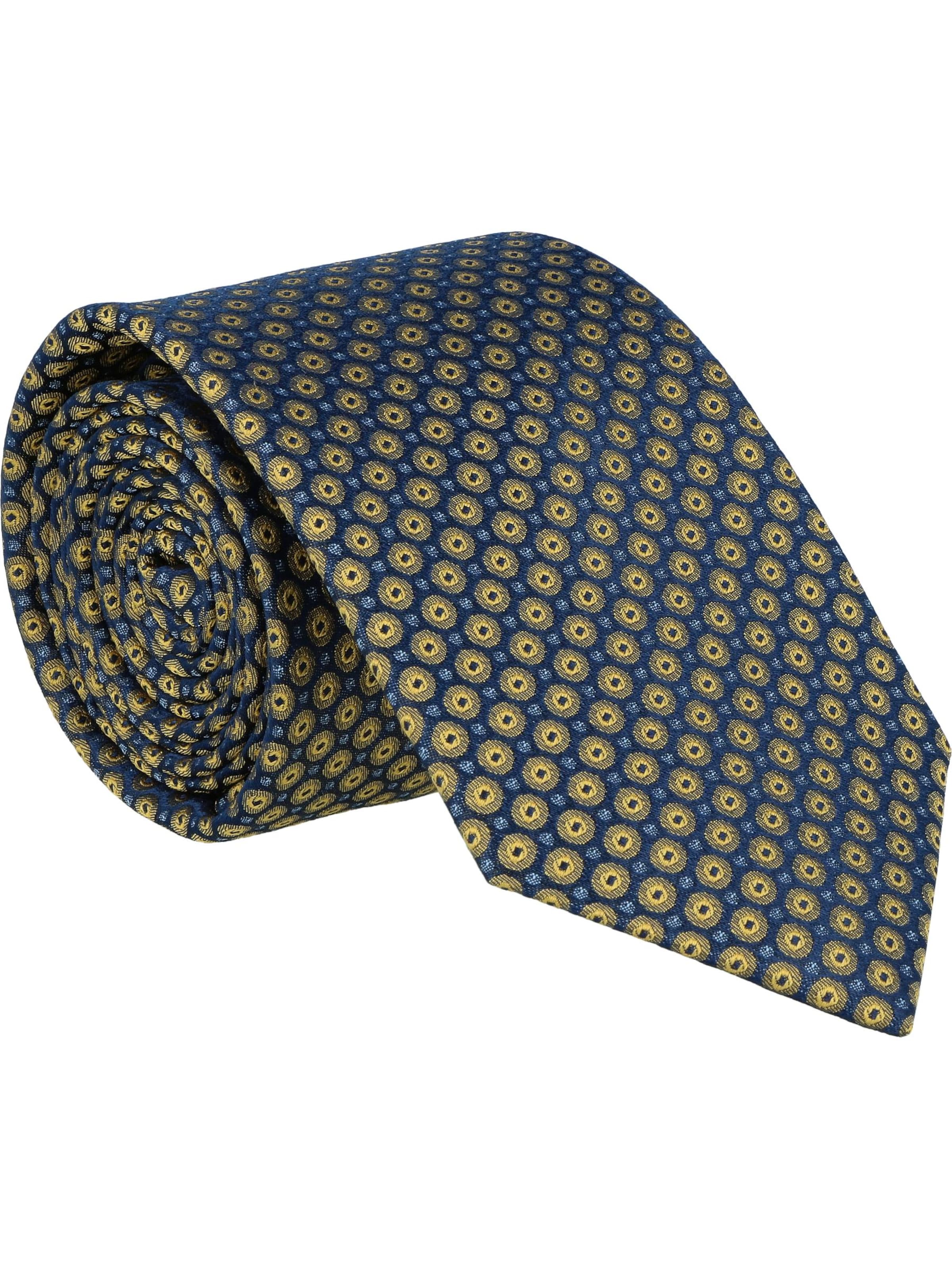 WILLEN Tie 'Kleinmuster Marine' in Yellow: front