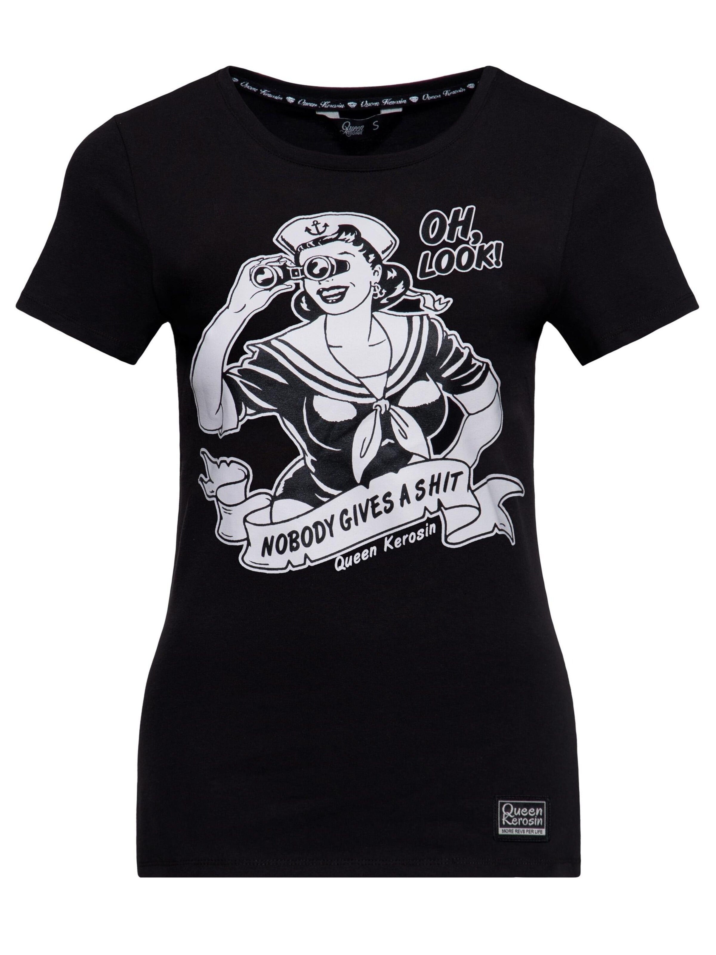 Queen Kerosin Shirt 'Nobody Gives a Shit' in Black: front