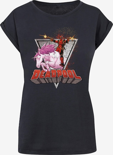 ABSOLUTE CULT T-Shirt 'Deadpool - Rides a Unicorn' in navy / grau / pink / rot, Produktansicht