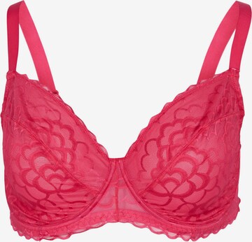 Devoted by Zizzi T-shirt BH 'VALENTINE' in Roze: voorkant