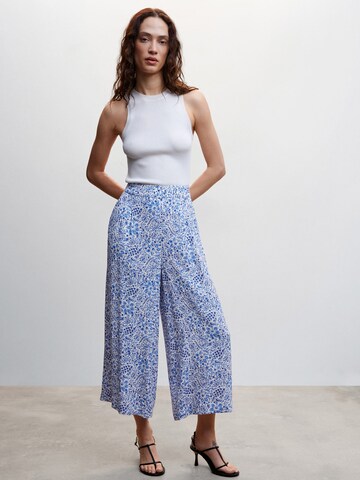 MANGO Wide leg Bandplooibroek 'LIFE' in Blauw