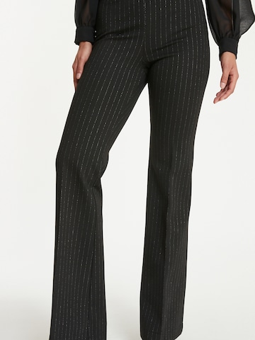 Ana Alcazar Flared Trousers with creases 'Tawera' in Black: front