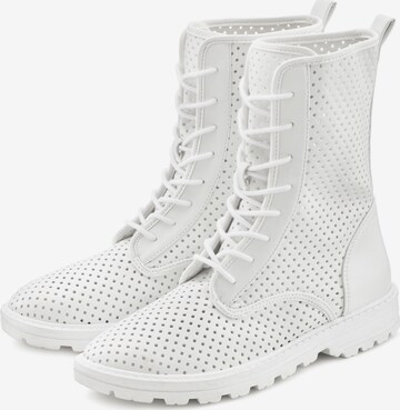 LASCANA Lace-Up Ankle Boots in White