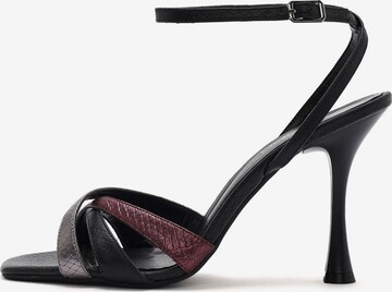 Derimod Riemensandale in Schwarz: Vorderseite