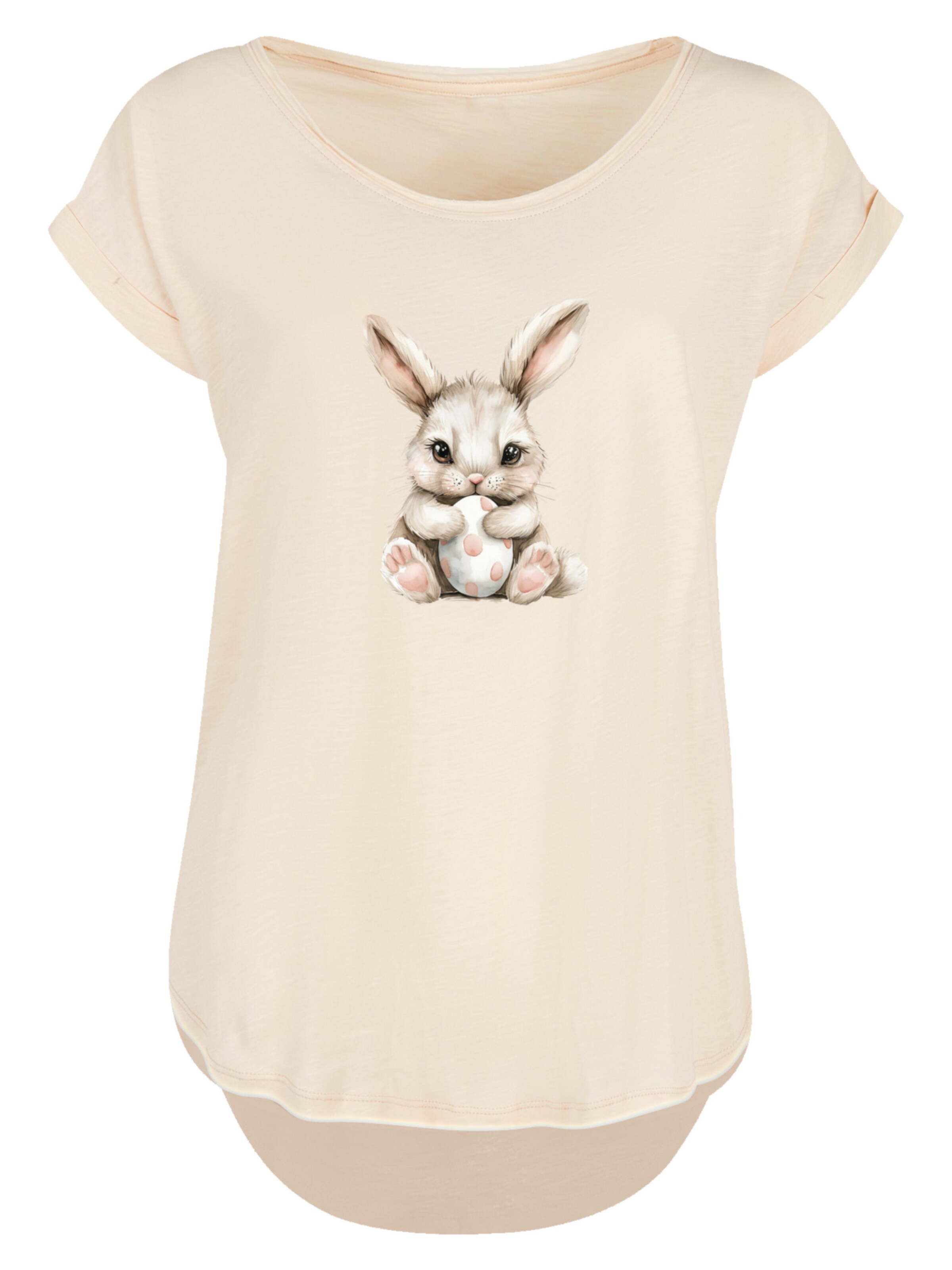 F4NT4STIC Shirt 'Niedlicher Osterhase mit Ei' in Beige: voorkant