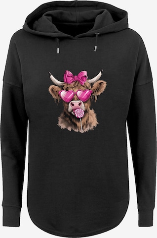 Sweat-shirt 'Highland Cow Valentinstag Sonnenbrille' F4NT4STIC en noir : devant