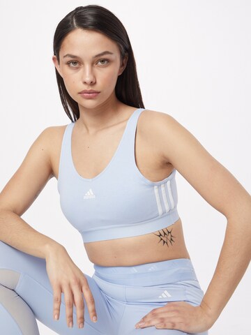 ADIDAS SPORTSWEAR - Soutien Bustier Soutien de desporto 'Essentials 3-Stripes With Removable Pads' em azul: frente