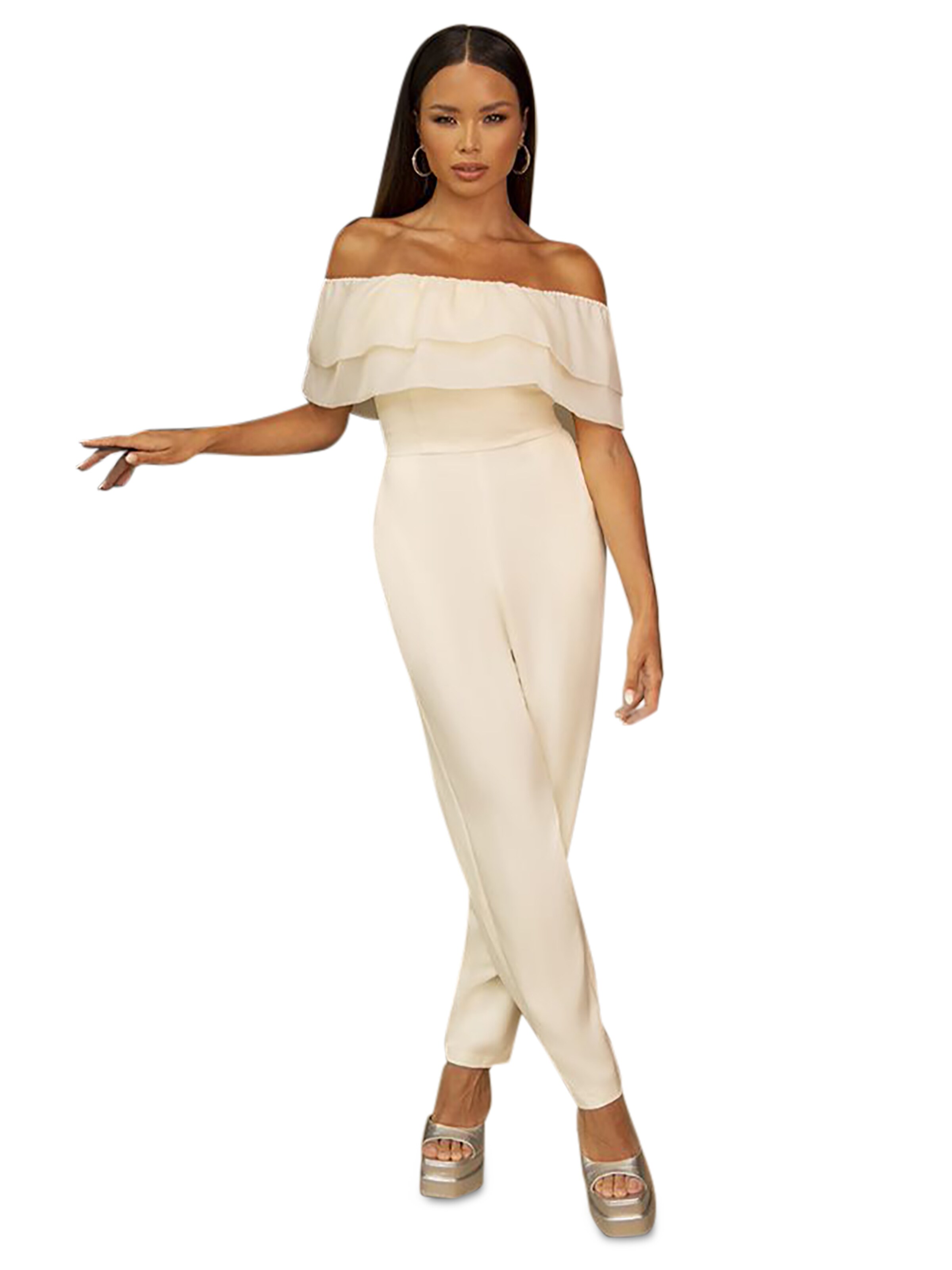 Chi Chi London Jumpsuit in Beige: front