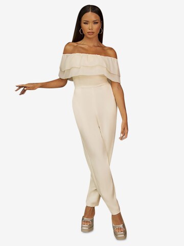 Chi Chi London Jumpsuit in Beige: voorkant