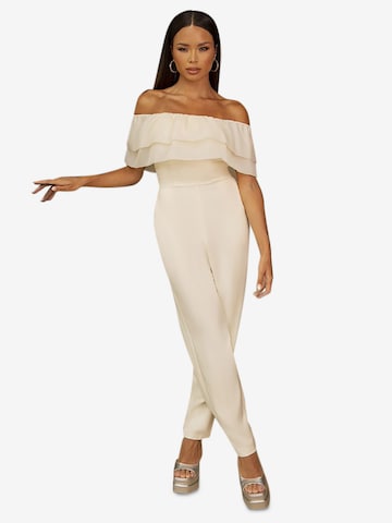 Chi Chi London Jumpsuit in Beige: front