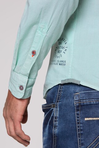 CAMP DAVID Slim Fit Langarmhemd mit Webstruktur in Grün