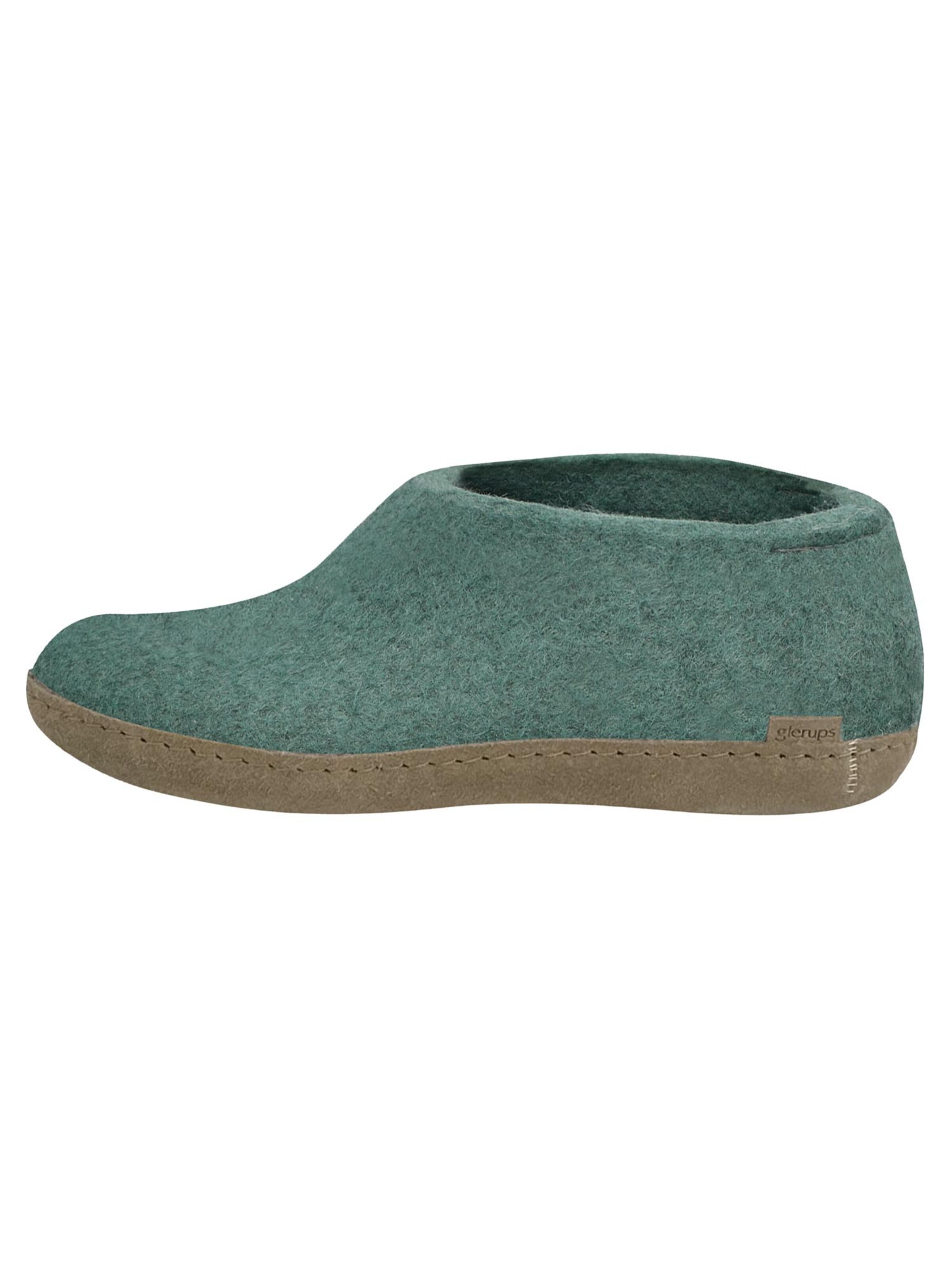 Glerups Slipper 'Ledersohle' in Green: front