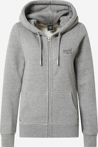 Veste de survêtement Superdry en gris : devant