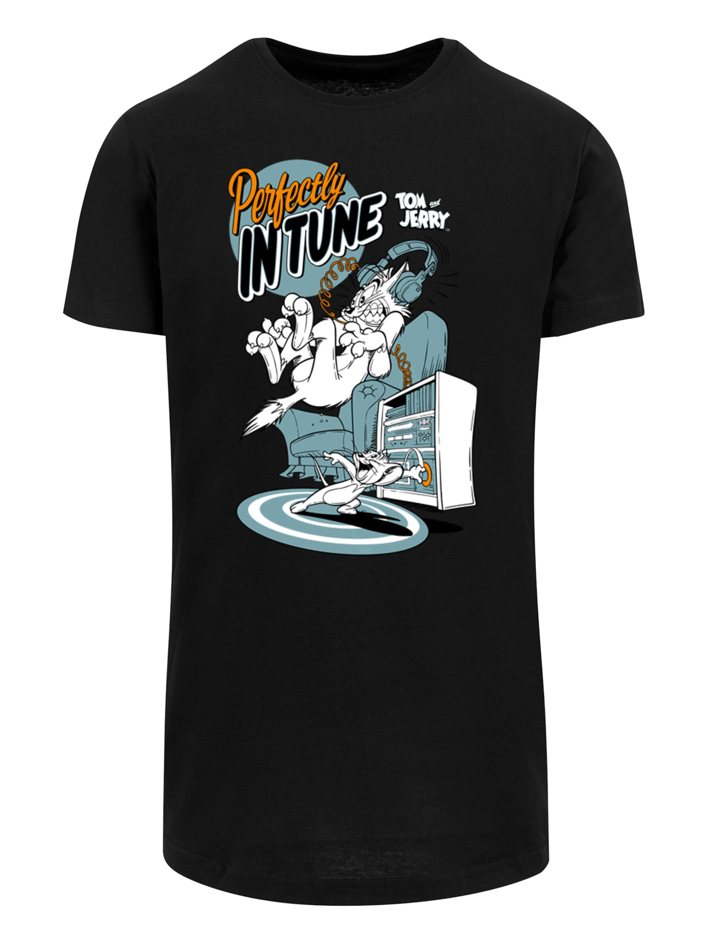 T-Shirt 'Tom And Jerry Perfectly In Tune' F4NT4STIC en noir : devant