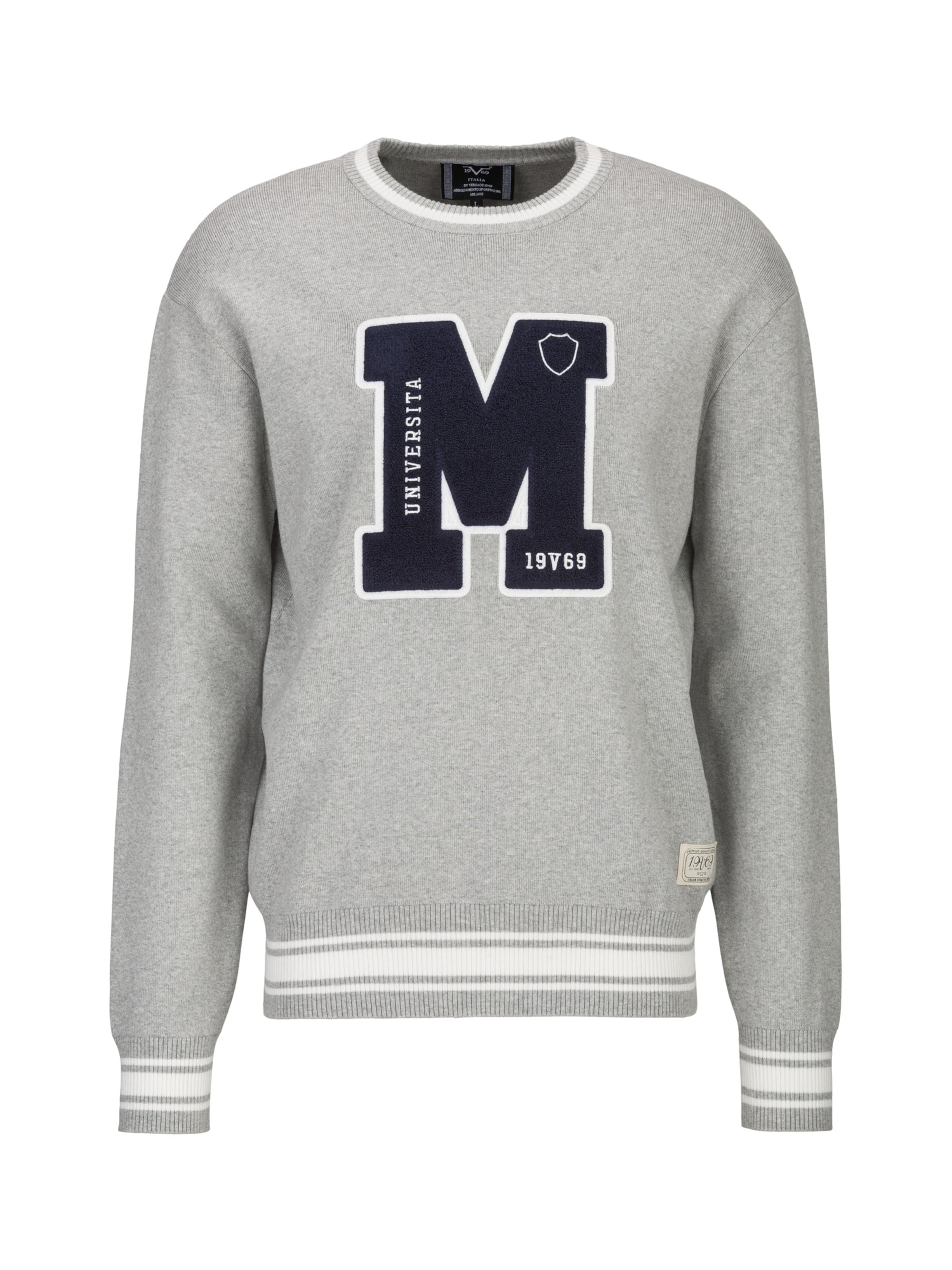 19V69 ITALIA Pullover 'Anteo College' in Grau: Vorderseite