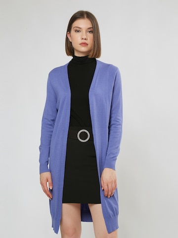 Influencer Gebreid vest in Blauw: voorkant