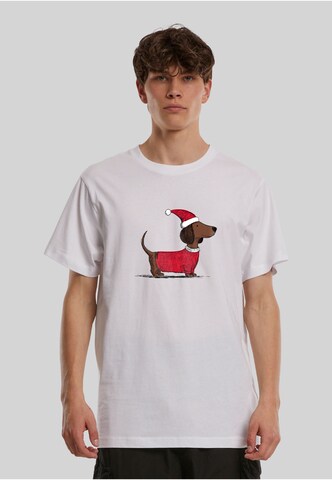 Mister Tee Shirt 'Christmas Dackel' in White: front