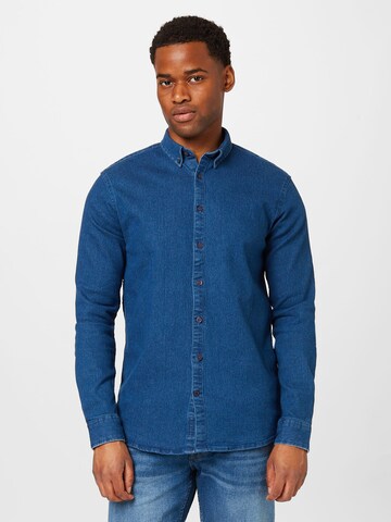 Coupe regular Chemise 'Johan' Kronstadt en bleu : devant