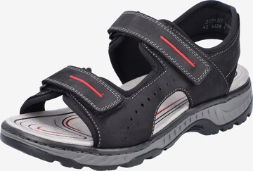 Rieker Hiking Sandals in Black: front