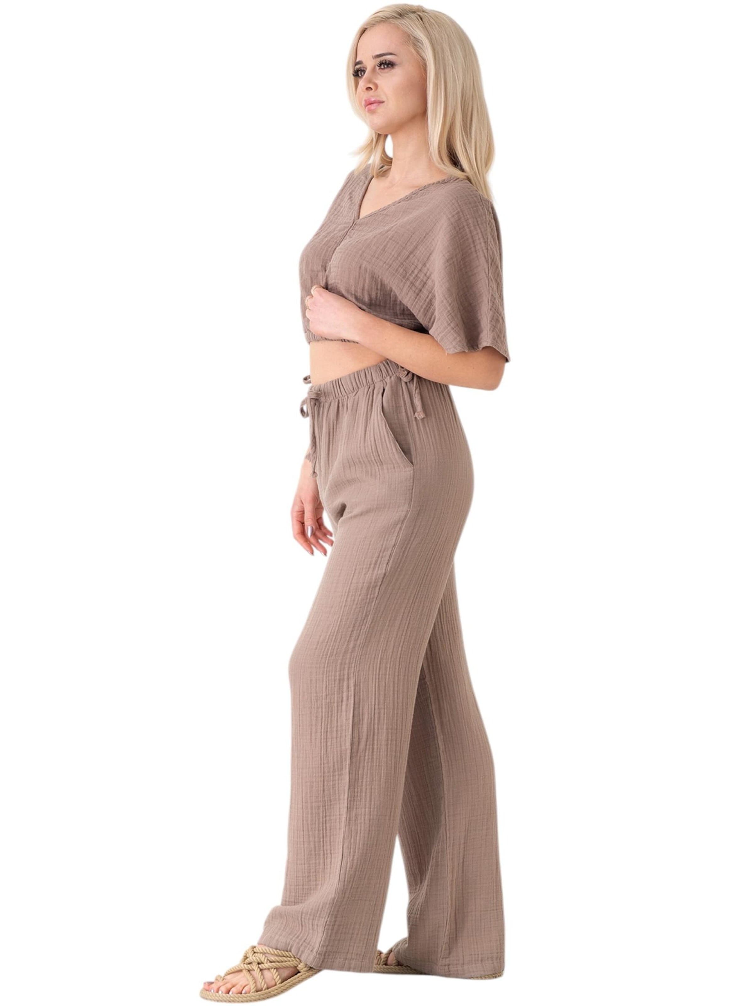 WENOR Wide leg Broek 'Eleni' in Beige