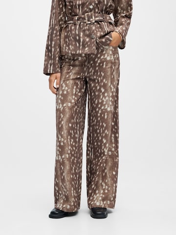 OBJECT Wide leg Trousers 'OBJBELMA' in Brown: front