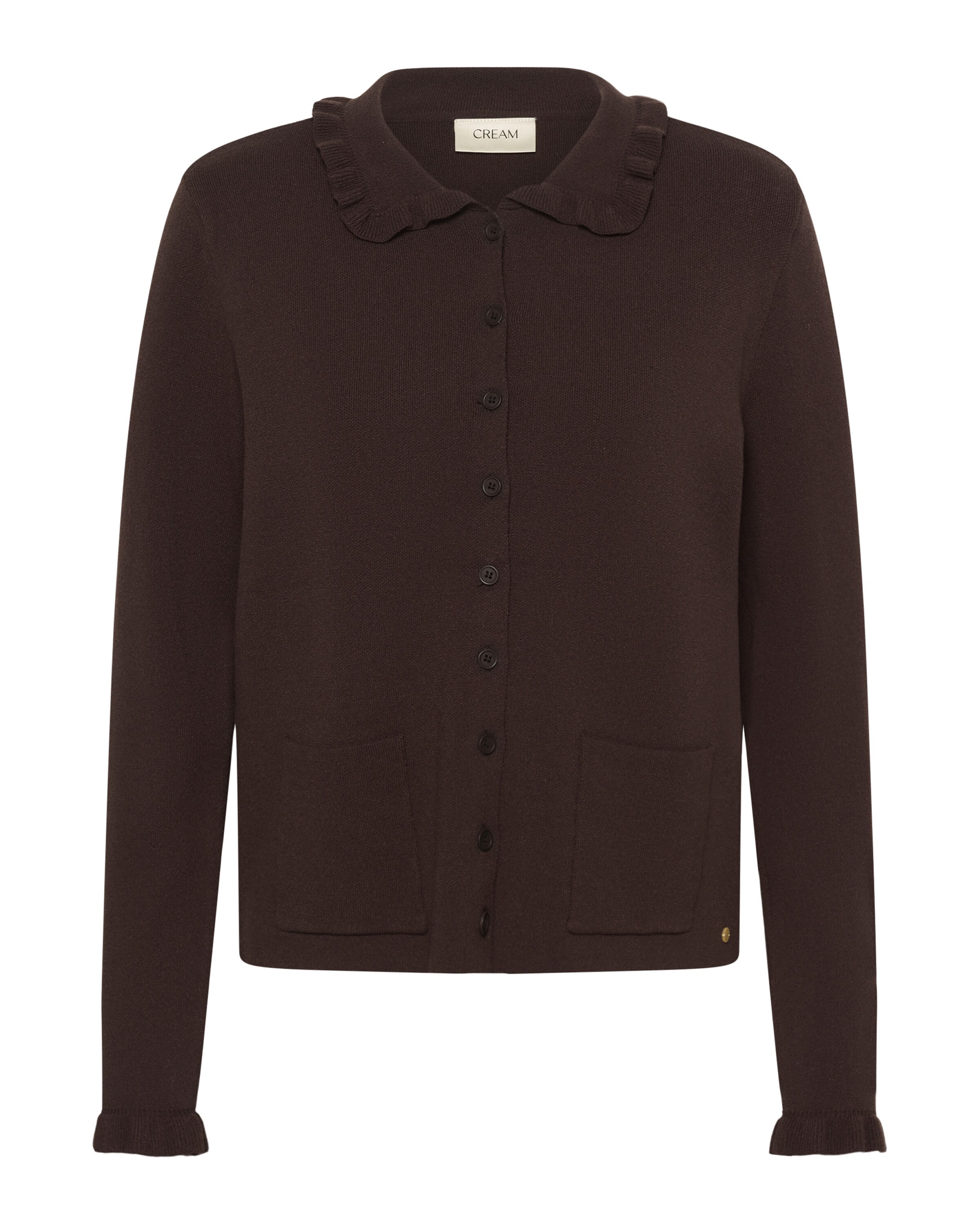 Cream Gebreid vest in Bruin: voorkant