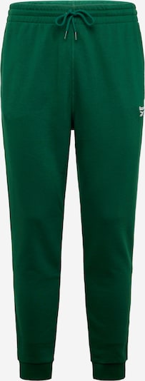 Reebok Спортен панталон 'IDENTITY' в тъмнозелено / бяло, Преглед на продукта