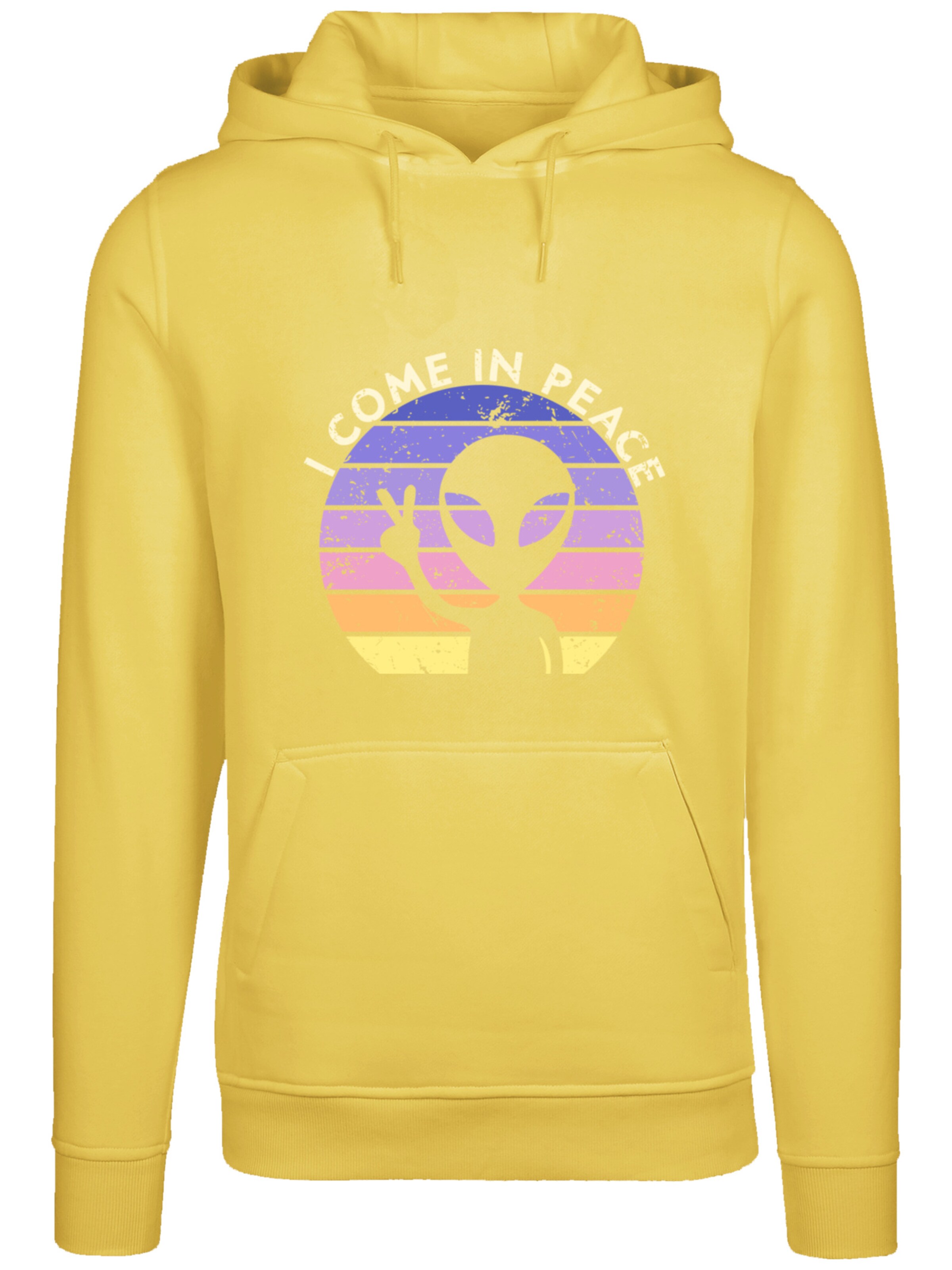 Sweat-shirt 'Alien Peace Sunset' F4NT4STIC en jaune : devant