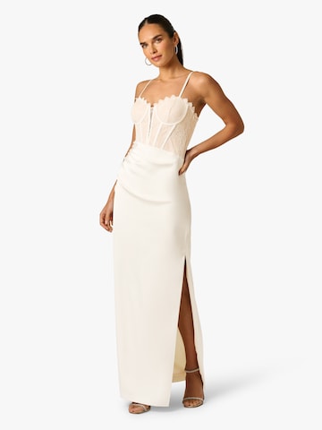 Adrianna Papell Avondjurk 'Satin and Lace Long Dress' in Wit: voorkant