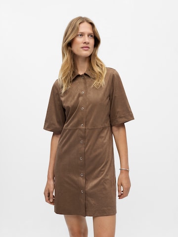 OBJECT - Vestido camisero en marrón: frente