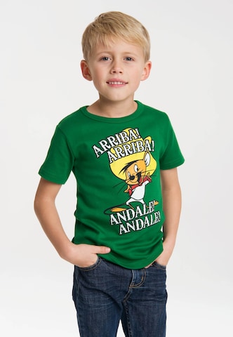 LOGOSHIRT Shirt 'Speedy Gonzales - Looney Tunes' in Groen: voorkant
