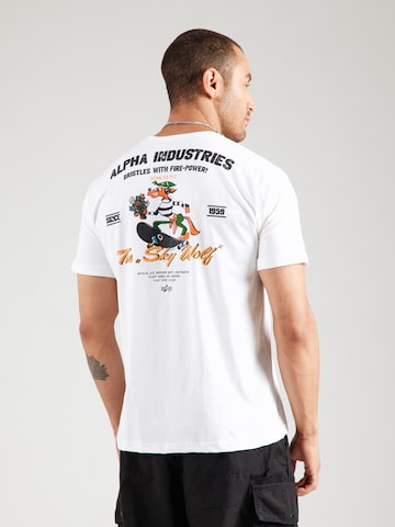 ALPHA INDUSTRIES Футболка 'Sky Wolf' в Белый