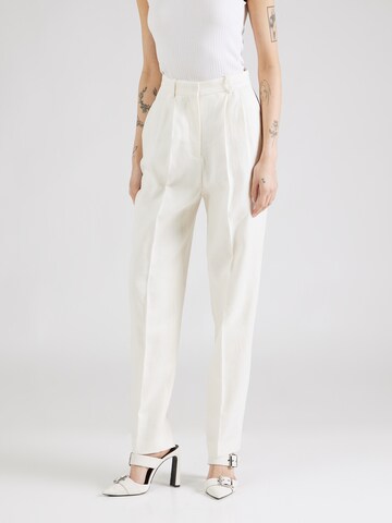 BOSS Tapered Pleat-Front Pants 'Tefike' in White: front