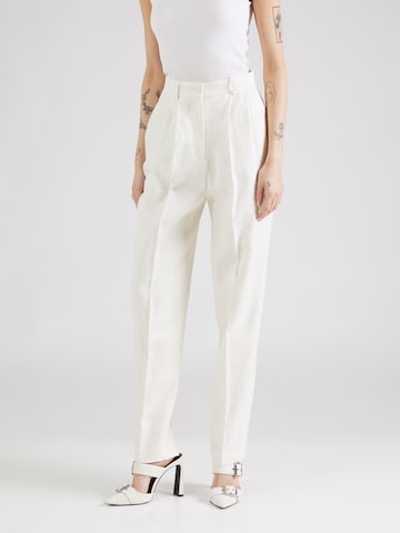 BOSS Black Regular Pleat-Front Pants 'Tefike' in White: front