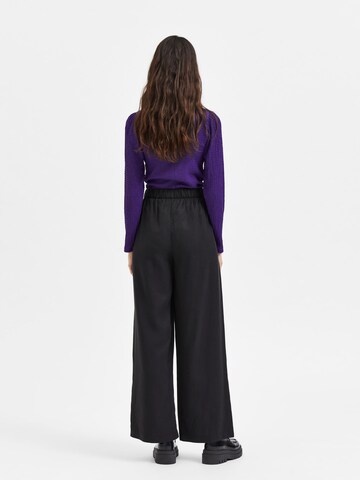 SELECTED - Pierna ancha Pantalón en negro