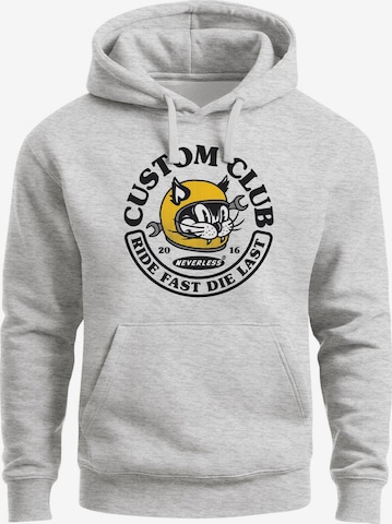 Neverless Sweatshirt 'Racing Cat' in Grau: Vorderseite