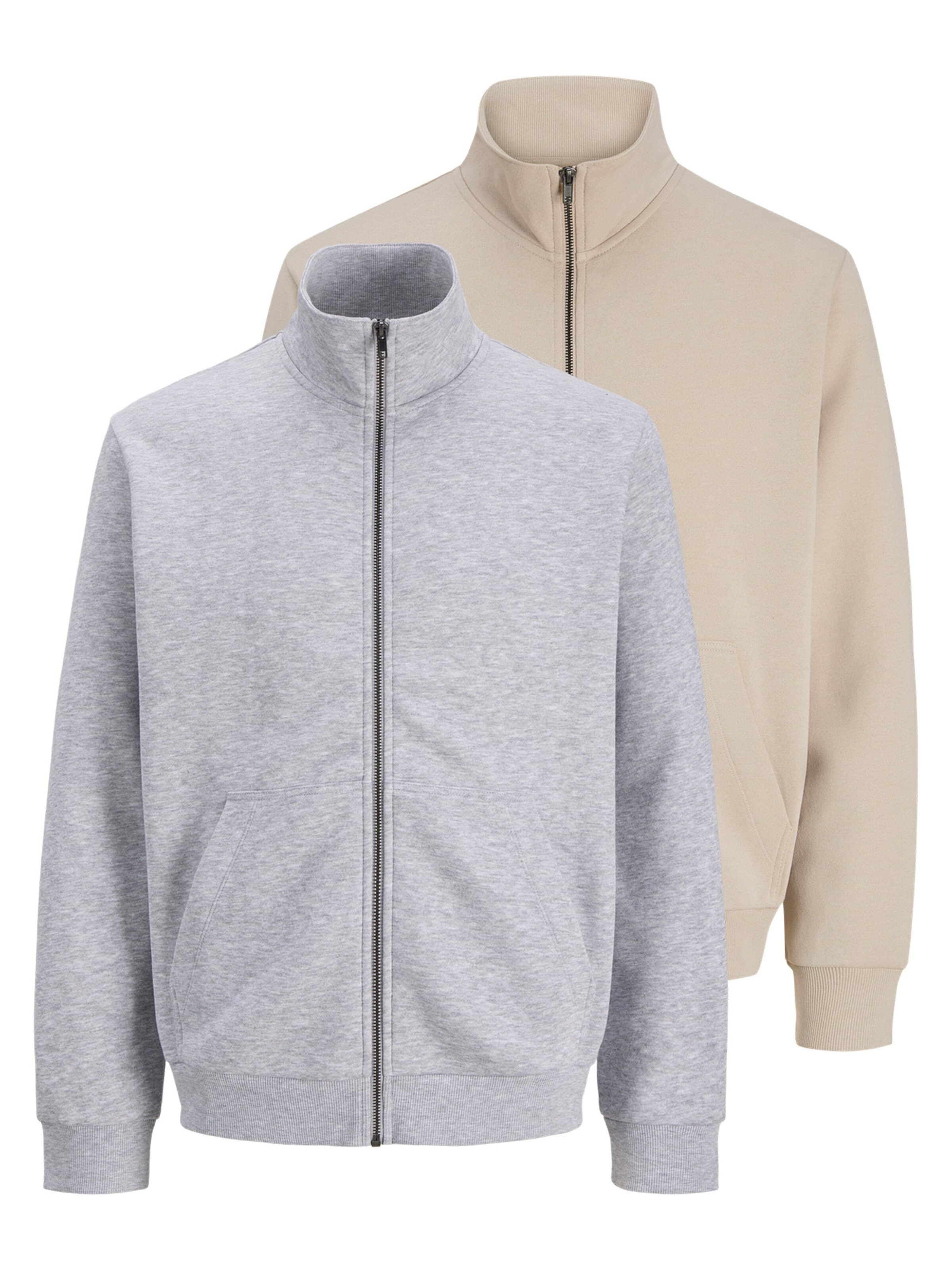JACK & JONES Zip-Up Hoodie 'Bradley' in Grey: front