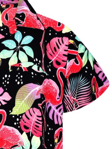Maglietta 'Funky Flamingos' di King Kameha in nero