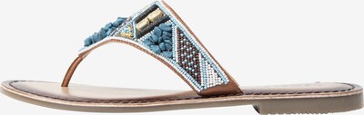 usha FESTIVAL T-bar sandals in Light blue / Chocolate / Gold / White, Item view