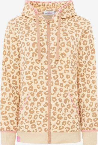 Veste de survêtement 'Hoodiejacke Soft Leo' Zwillingsherz en beige : devant